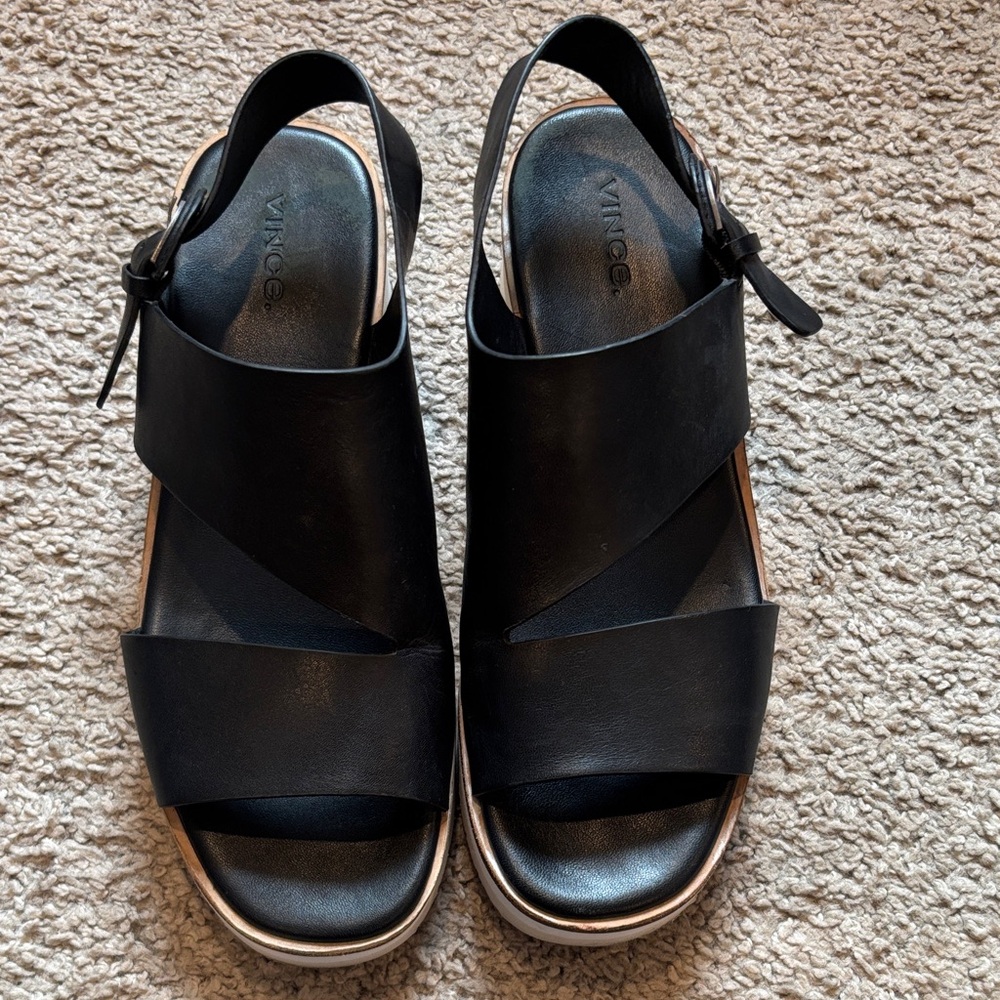 Vince Black and Cream Platform Sandals